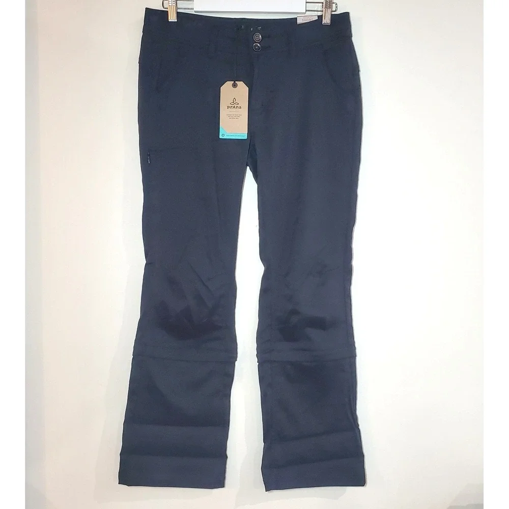 NWT Prana‎ Women's Black Cargo Convertible Pants to Capris size 8 short inseam